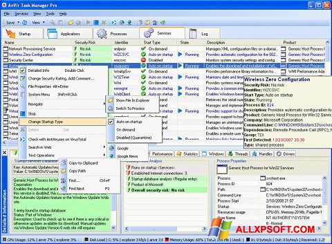 ภาพหน้าจอ AnVir Task Manager สำหรับ Windows XP