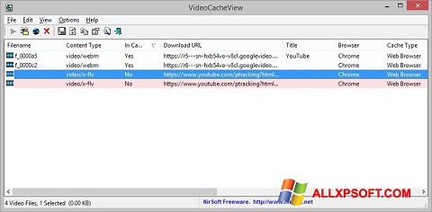 ภาพหน้าจอ VideoCacheView สำหรับ Windows XP