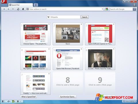 ภาพหน้าจอ Opera สำหรับ Windows XP