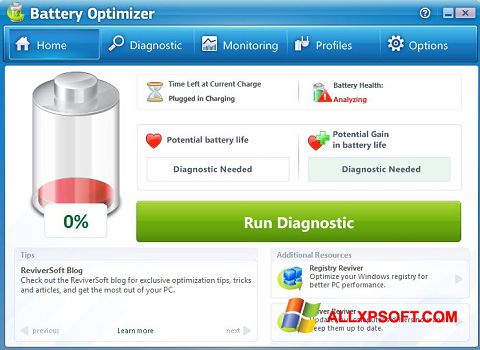 ภาพหน้าจอ Battery Optimizer สำหรับ Windows XP