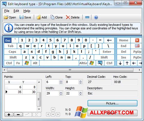 ภาพหน้าจอ Virtual Keyboard สำหรับ Windows XP