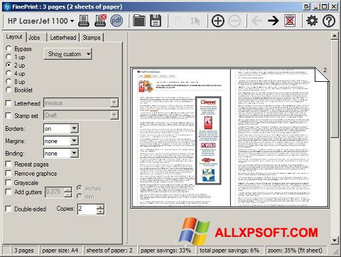 ภาพหน้าจอ FinePrint สำหรับ Windows XP