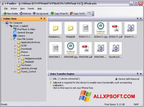 ภาพหน้าจอ iFunBox สำหรับ Windows XP