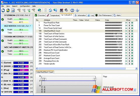 ภาพหน้าจอ Hard Disk Sentinel สำหรับ Windows XP