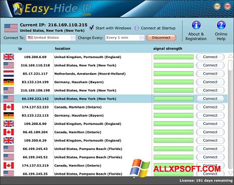 ภาพหน้าจอ Hide IP Easy สำหรับ Windows XP