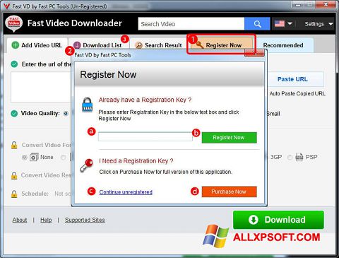 ภาพหน้าจอ Fast Video Downloader สำหรับ Windows XP