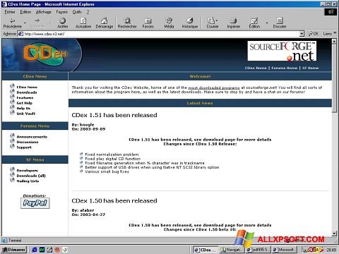 ภาพหน้าจอ CDex สำหรับ Windows XP