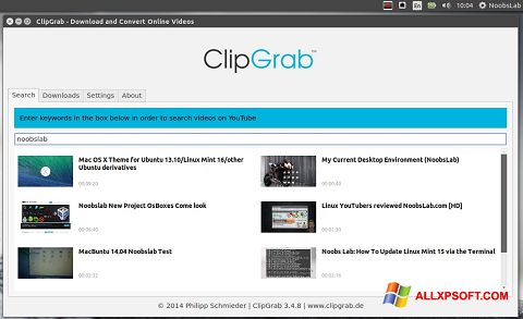 ภาพหน้าจอ ClipGrab สำหรับ Windows XP