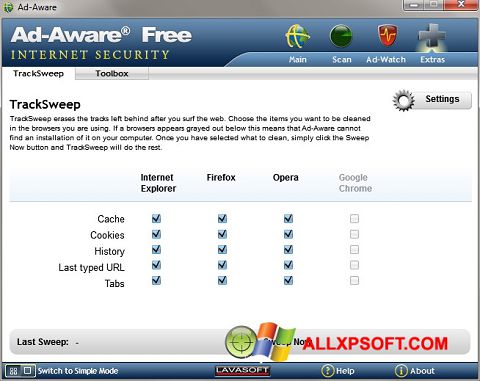 ภาพหน้าจอ Ad-Aware สำหรับ Windows XP
