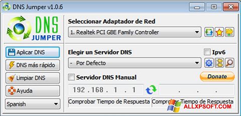 ภาพหน้าจอ DNS Jumper สำหรับ Windows XP