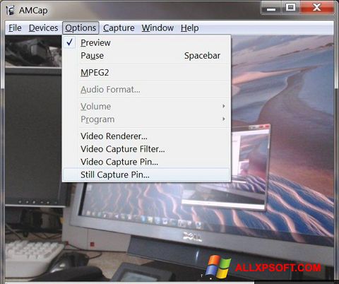 ภาพหน้าจอ AMCap สำหรับ Windows XP