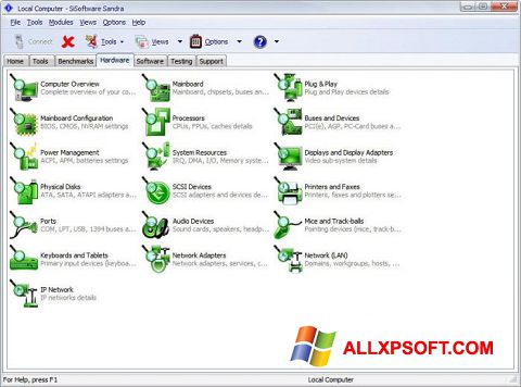 ภาพหน้าจอ SiSoftware Sandra สำหรับ Windows XP