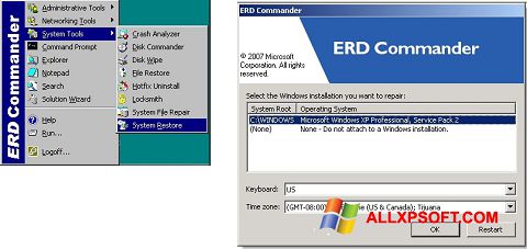ภาพหน้าจอ ERD Commander สำหรับ Windows XP