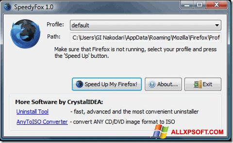 ภาพหน้าจอ SpeedyFox สำหรับ Windows XP