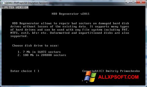 ภาพหน้าจอ HDD Regenerator สำหรับ Windows XP