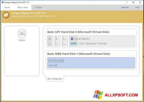 ภาพหน้าจอ Paragon Migrate OS to SSD สำหรับ Windows XP