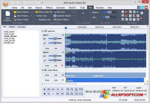 ภาพหน้าจอ AVS Audio Editor สำหรับ Windows XP