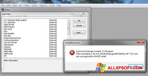 ภาพหน้าจอ VirtualDub สำหรับ Windows XP