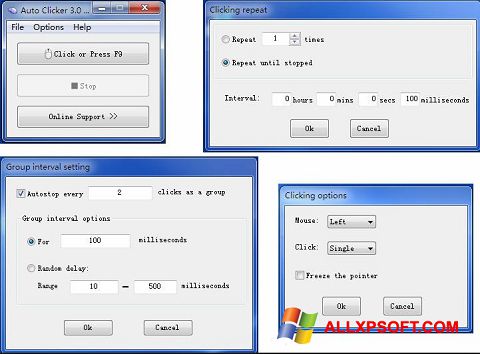 ภาพหน้าจอ GS Auto Clicker สำหรับ Windows XP