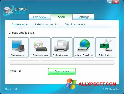 ภาพหน้าจอ Carambis Driver Updater สำหรับ Windows XP