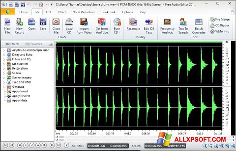 ภาพหน้าจอ Free Audio Editor สำหรับ Windows XP