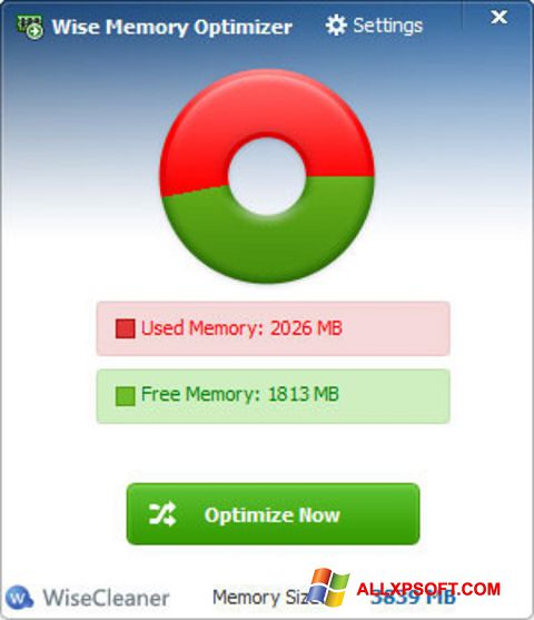 ภาพหน้าจอ Wise Memory Optimizer สำหรับ Windows XP