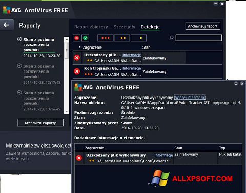 ภาพหน้าจอ AVG AntiVirus Free สำหรับ Windows XP