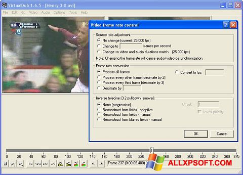 ภาพหน้าจอ VirtualDubMod สำหรับ Windows XP