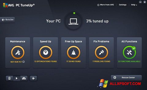 ภาพหน้าจอ AVG PC Tuneup สำหรับ Windows XP