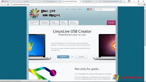 ภาพหน้าจอ LinuxLive USB Creator สำหรับ Windows XP