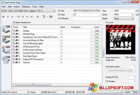 ภาพหน้าจอ Exact Audio Copy สำหรับ Windows XP
