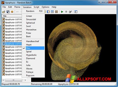 ภาพหน้าจอ Apophysis สำหรับ Windows XP