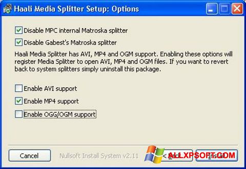 ภาพหน้าจอ Haali Media Splitter สำหรับ Windows XP