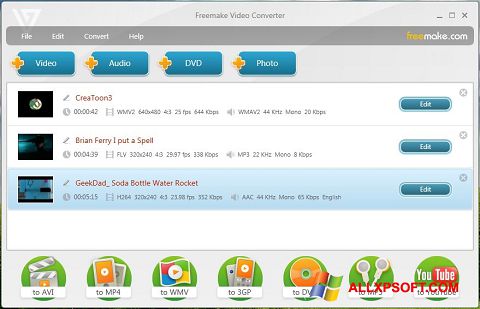 ภาพหน้าจอ Freemake Video Converter สำหรับ Windows XP