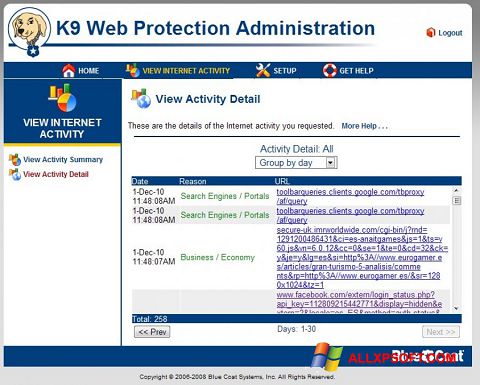 ภาพหน้าจอ K9 Web Protection สำหรับ Windows XP