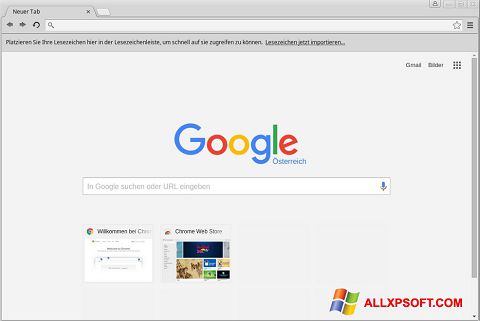 ภาพหน้าจอ Google Chrome สำหรับ Windows XP