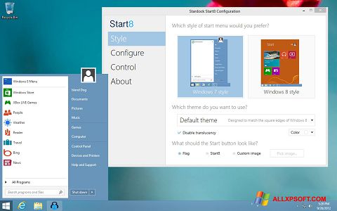 ภาพหน้าจอ Start8 สำหรับ Windows XP