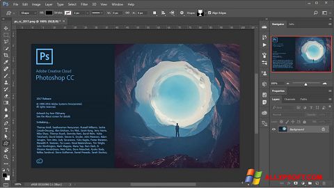 ภาพหน้าจอ Adobe Photoshop สำหรับ Windows XP