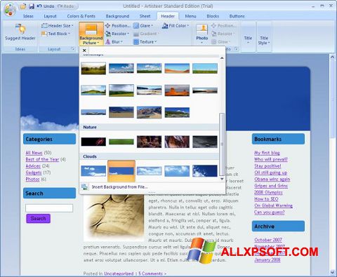 ภาพหน้าจอ Artisteer สำหรับ Windows XP