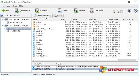 ภาพหน้าจอ Active File Recovery สำหรับ Windows XP