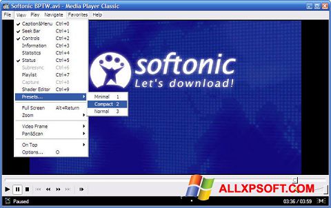ภาพหน้าจอ Media Player Classic สำหรับ Windows XP