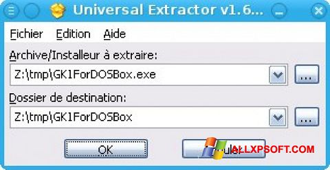 ภาพหน้าจอ Universal Extractor สำหรับ Windows XP