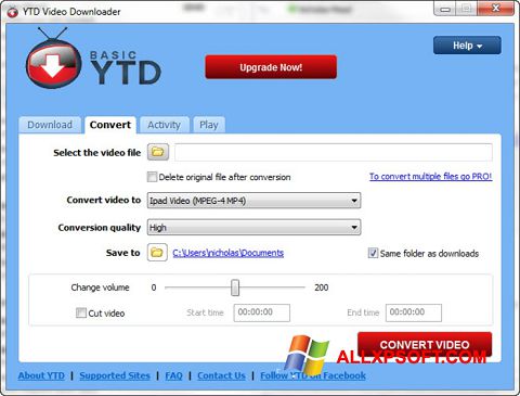 ภาพหน้าจอ YTD Video Downloader สำหรับ Windows XP