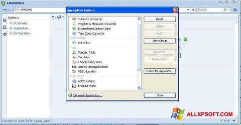 ภาพหน้าจอ Lingoes สำหรับ Windows XP
