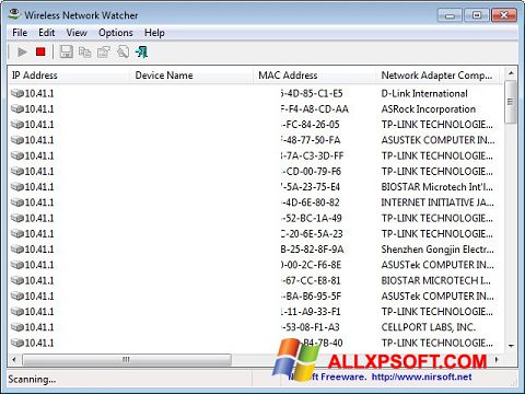 ภาพหน้าจอ Wireless Network Watcher สำหรับ Windows XP