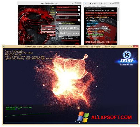 ภาพหน้าจอ MSI Kombustor สำหรับ Windows XP