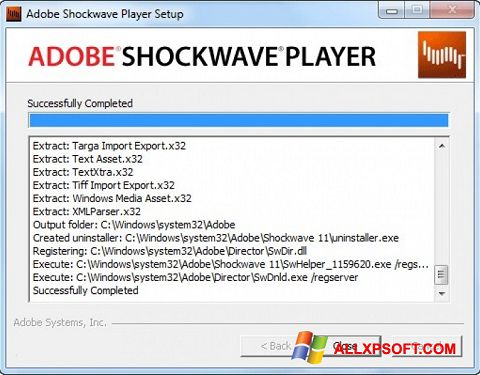 ภาพหน้าจอ Shockwave Player สำหรับ Windows XP
