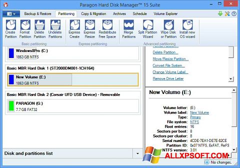 ภาพหน้าจอ Paragon Hard Disk Manager สำหรับ Windows XP
