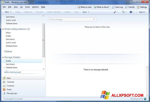 ภาพหน้าจอ Windows Live Mail สำหรับ Windows XP