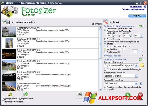 ภาพหน้าจอ Fotosizer สำหรับ Windows XP